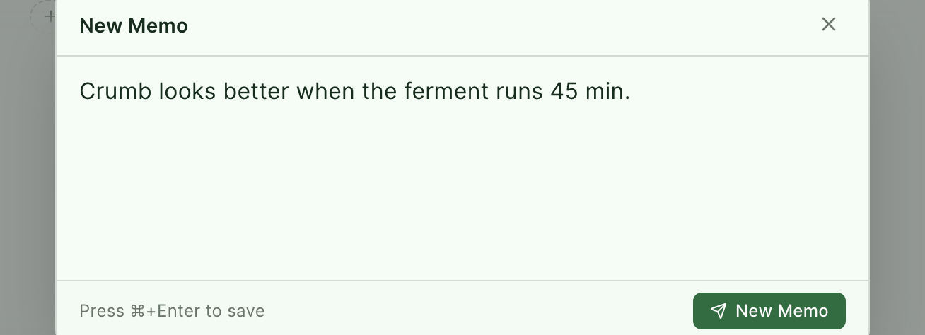 The quick memo dialog